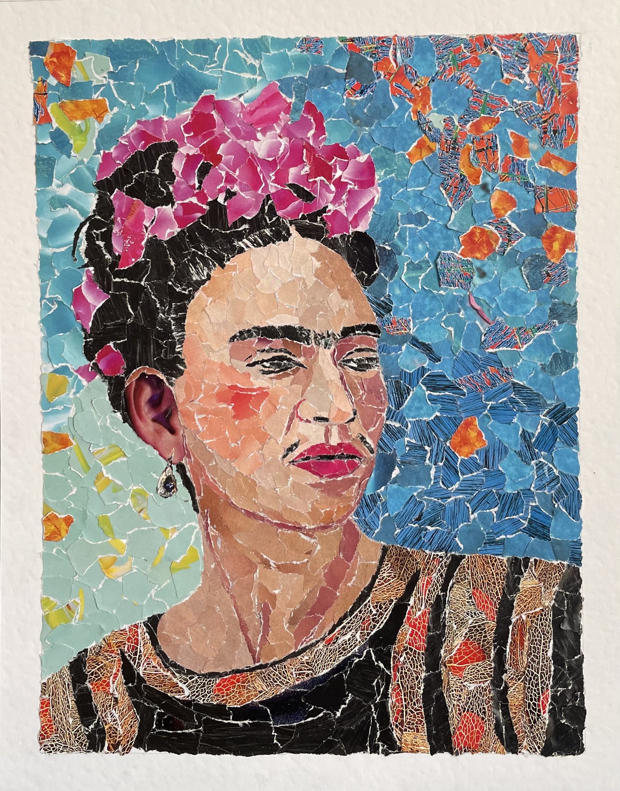 Frida Kahlo
9.5" x 7.5"
March 2022
Magazine pieces on paper