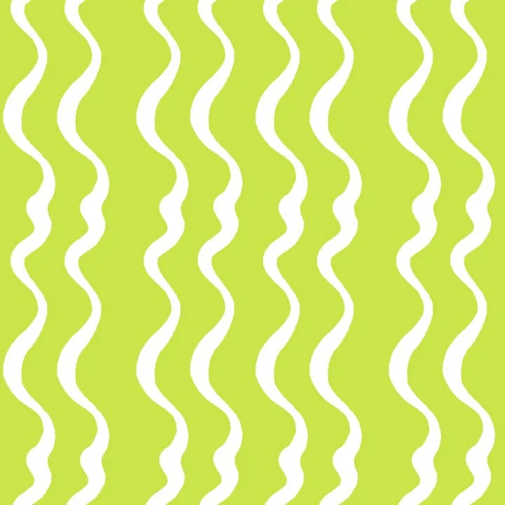 Pattern of wavy white lines on a lime green background.