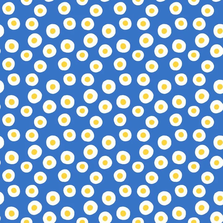 Pattern of circle designs  on a blue background.