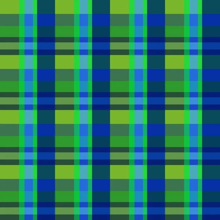 Classic modern updated plaid pattern in layered shades of blue and green, designed as a structured coordinating print that adds balance and versatility to the Watermelon Whiskers collection. also available as licensing artwork for stationary, home, g