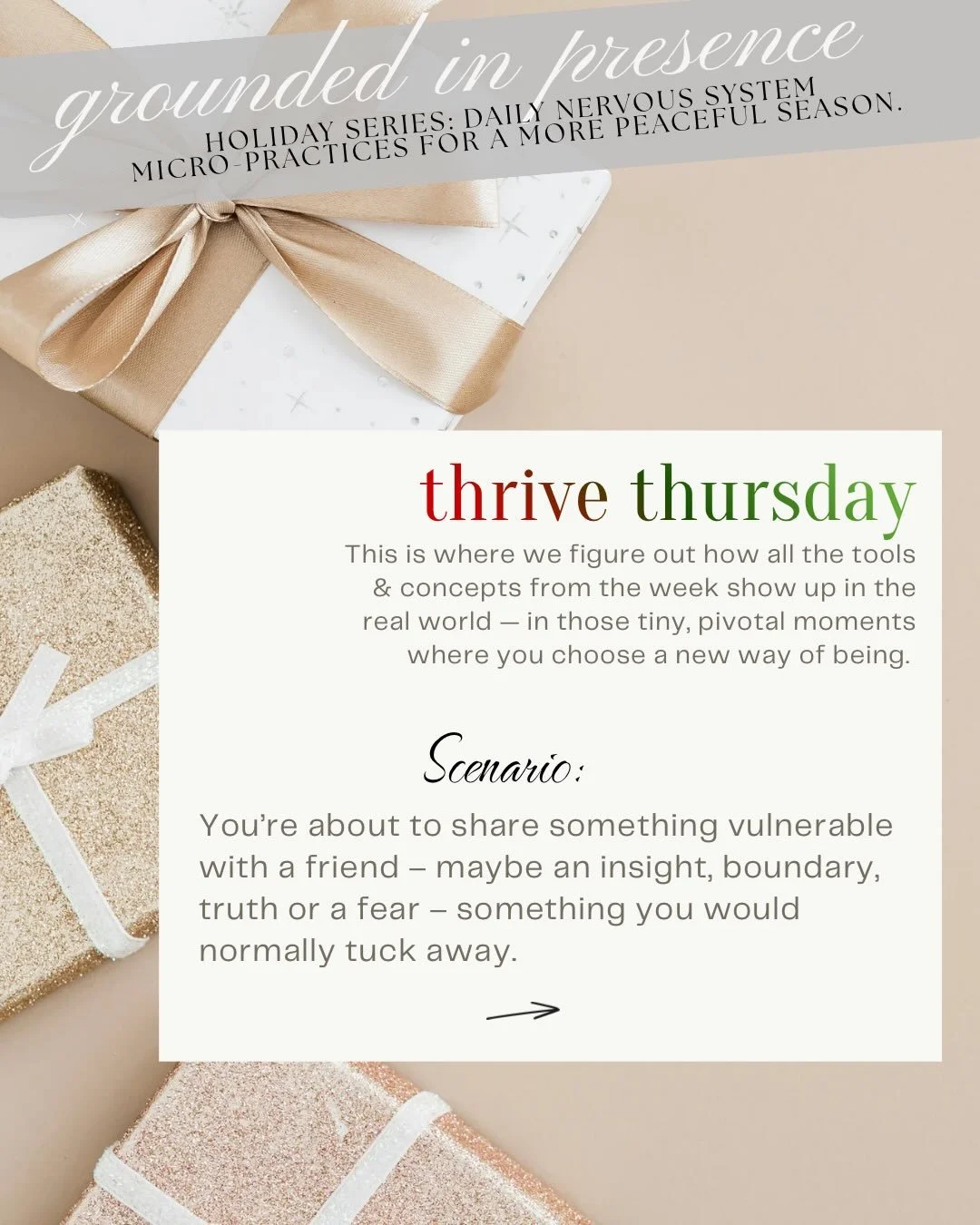 Thrive Thursday:  What happens when a pattern meets a choice

Today&rsquo;s example shows integration. What happen when a pattern meets a choice &mdash; the moment your past safety wiring bumps up against the woman you&rsquo;re becoming.

Doing the w