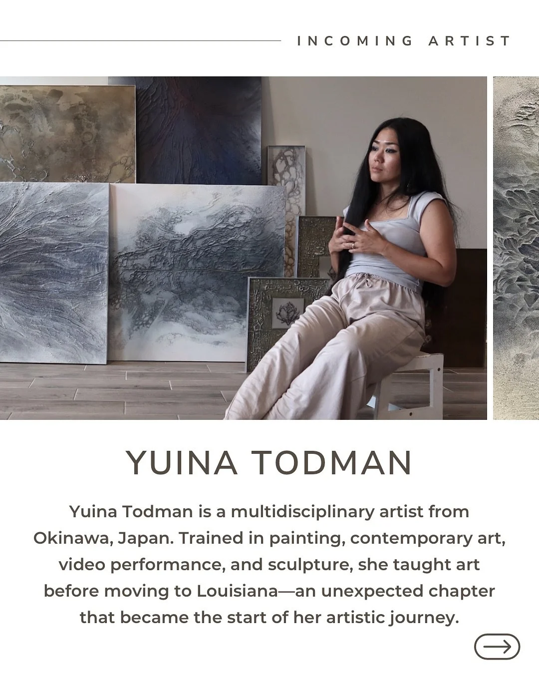 We are thrilled to welcome Yuina Todman to the gallery! Originally from Okinawa, Japan, and now creating from her studio in Louisiana, Yuina shares her breathtaking pieces with us. Visit our website to learn more about this artist and shop her curren