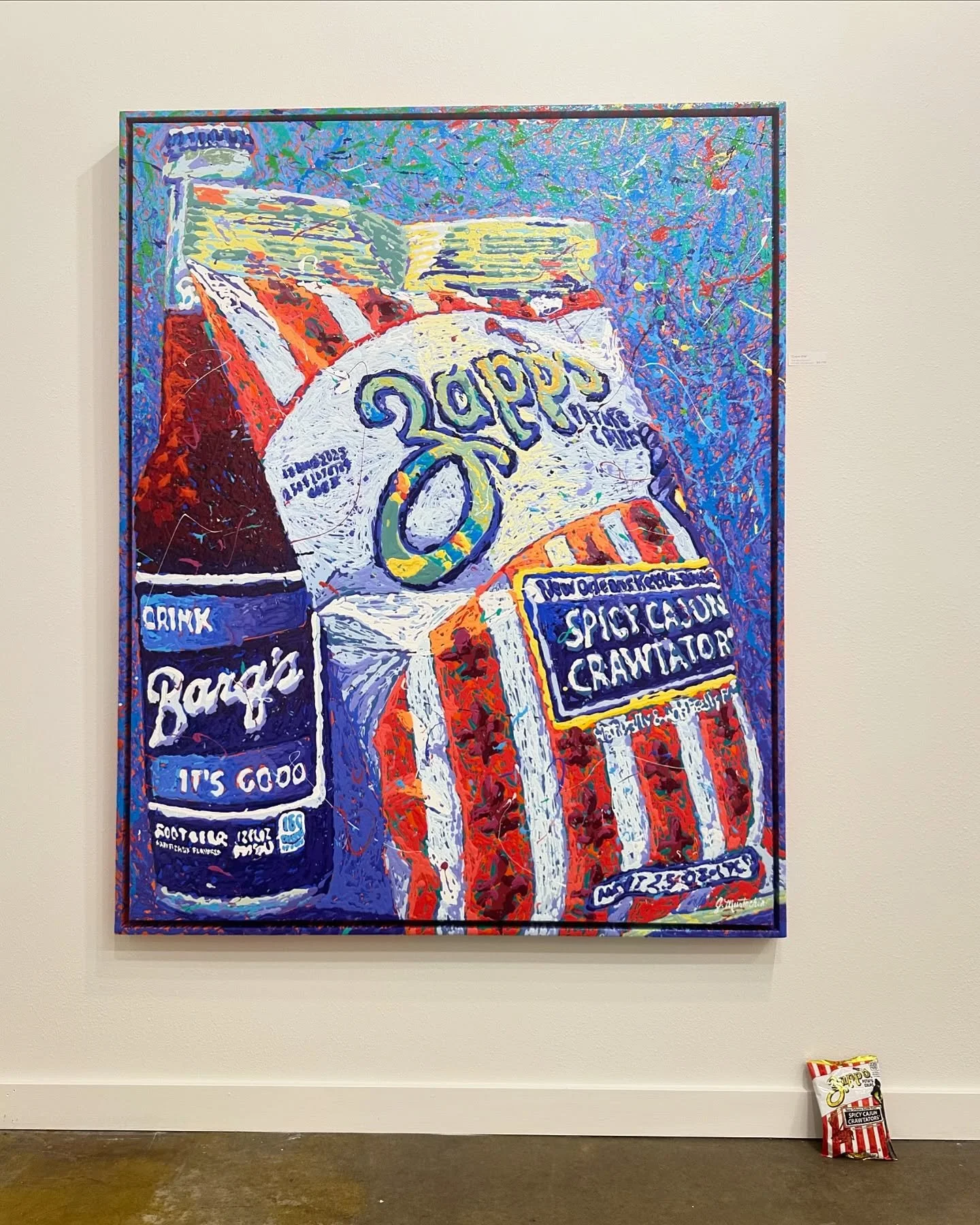 &ldquo;Cajun Bite&rdquo; 💥 Size? We use the Louisiana measuring system, so about 57 crawtators to be exact 😉🦞🐊🎺🎶🍸 
.
.
. 
#waddellsgallery #artgallery #joemustachia #joemustachiaart #neworleansart #louisianaart #louisianaartist #nola