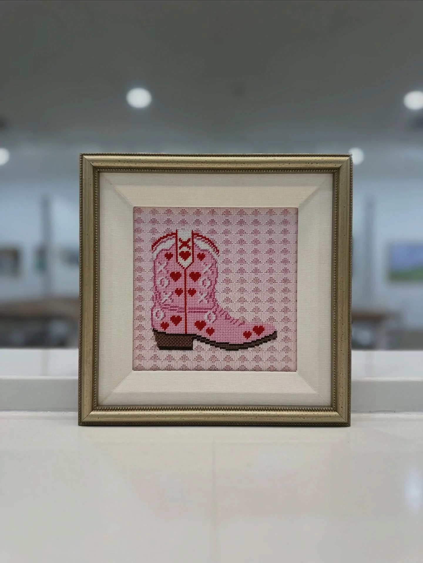 Pssst! 👀 This is your sign to go frame those little needlepoints 💌 
.
.
. 
#waddellsgallery #customframing #artgallery