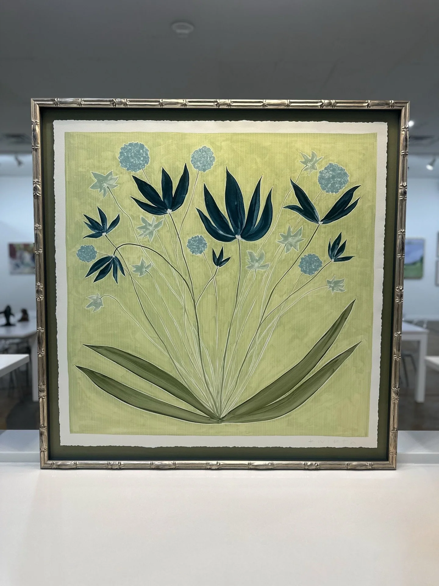 Deckled edges over olive linen matboard, paired with a silver bamboo and reflection control glass! Perfection! We loved helping @regandbartley bring her vision to life ✨ 
.
.
. 
#waddellsgallery #customframing