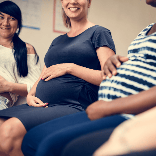 Group of pregnant women conversing