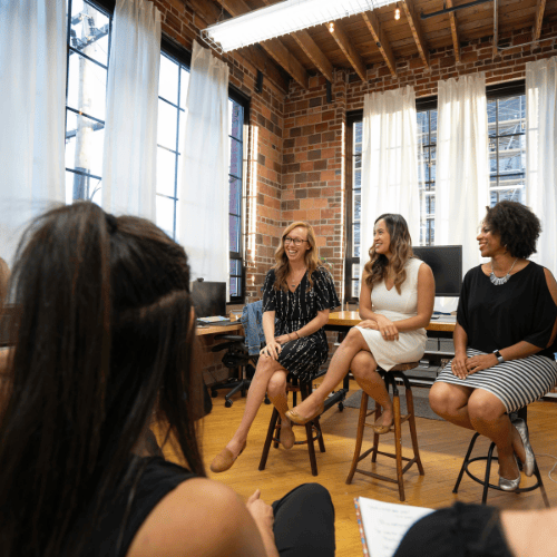 group of women learning in a workshop