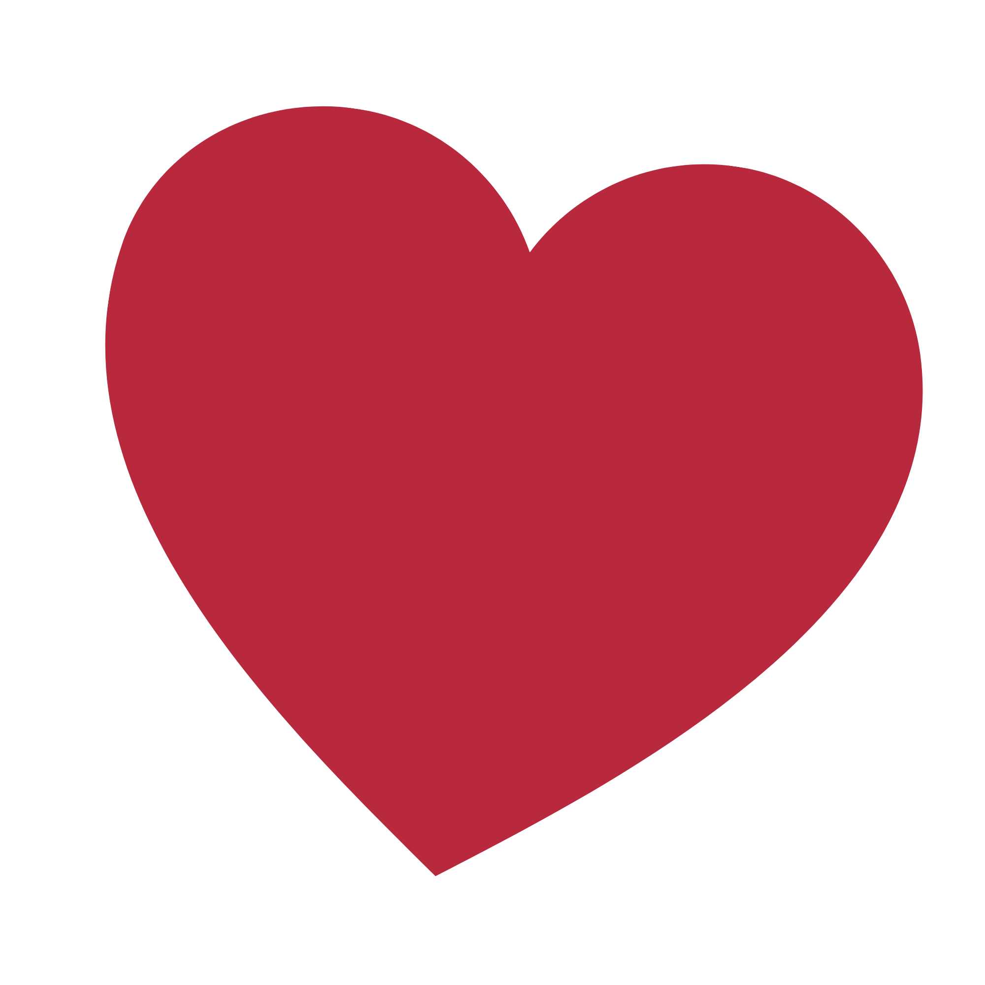 A simple, solid red heart shape with a black background.