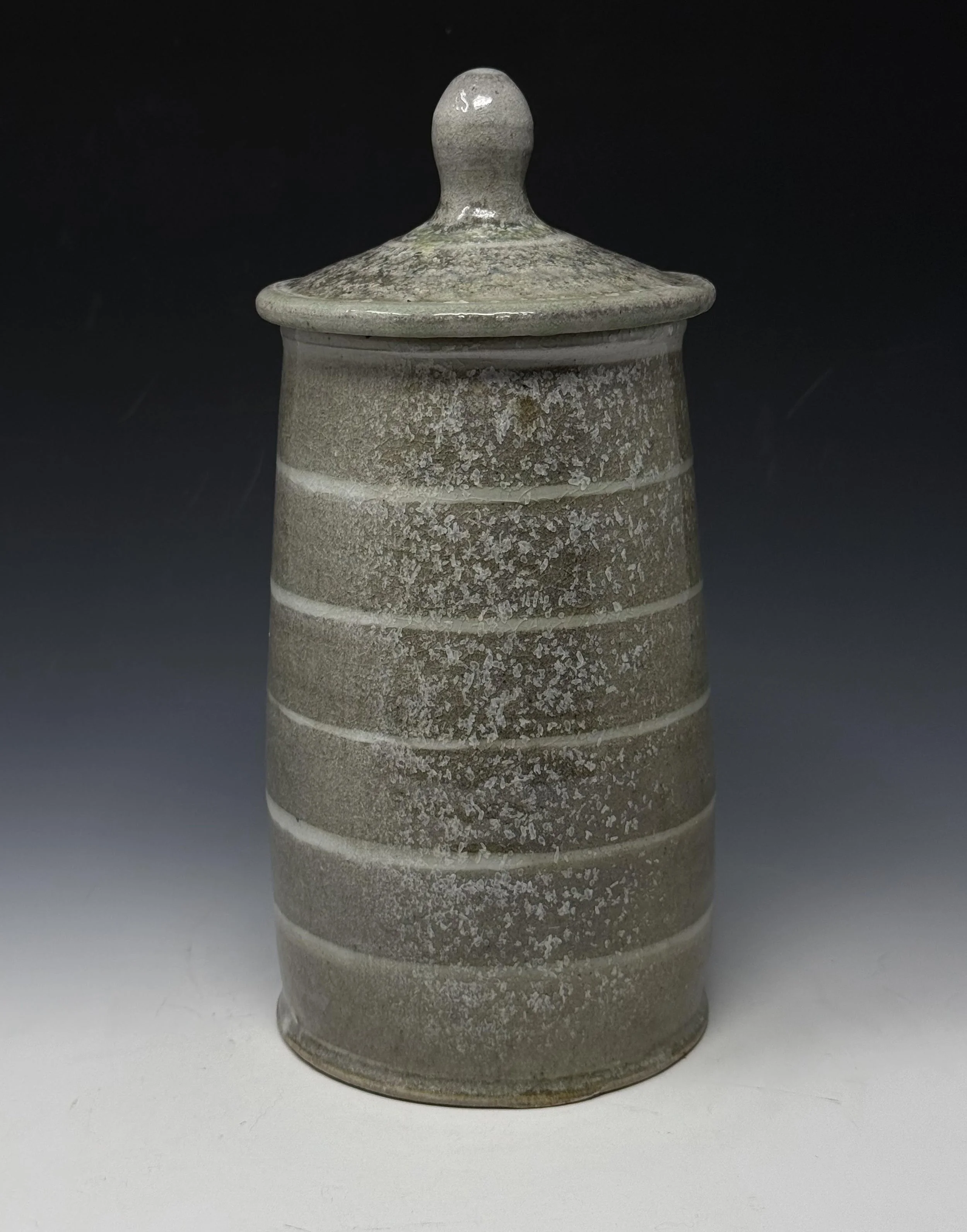 Striped Jar, Soda and Salt Fired Stoneware, 10" x 5" x 5", 2026