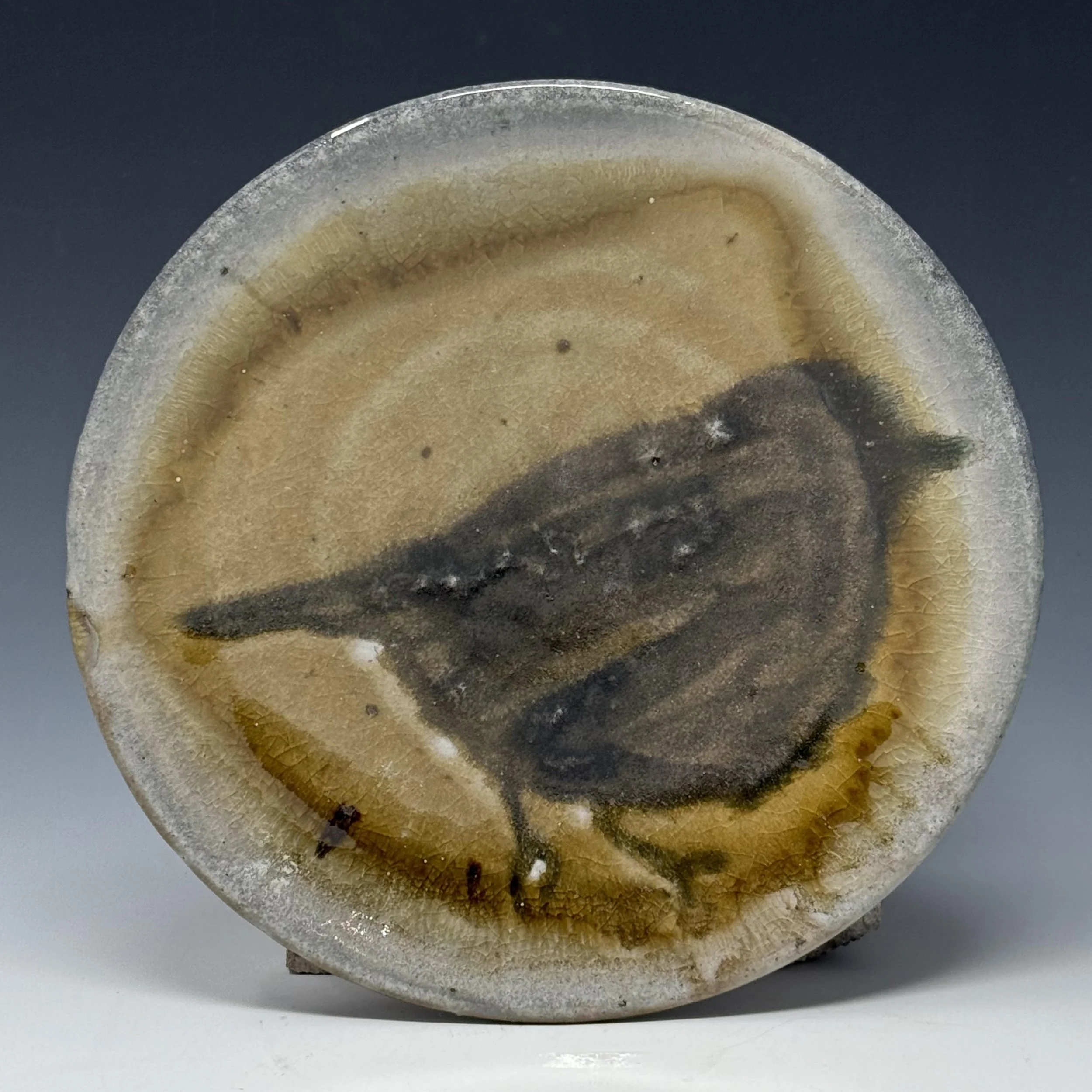 Yellow Rumped Warbler Plate, Soda Fired Stoneware, 1" x 6.5" x 6.5". 2026
