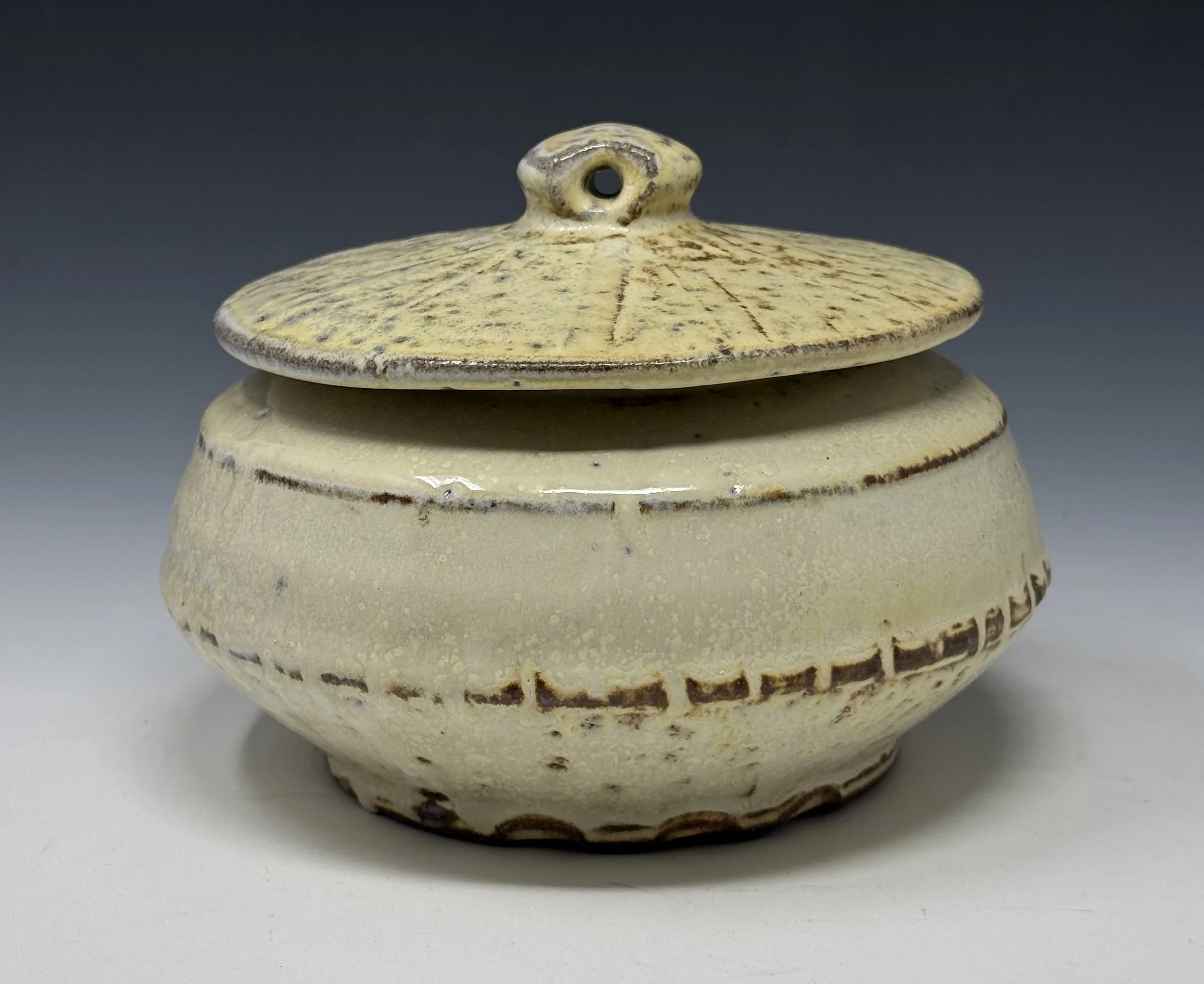 Covered Jar, Soda Fired Stoneware, 4.5" x 5" x 5", 2026 