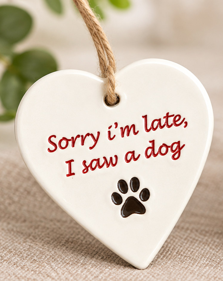 Ceramic Sorry I'm Late, I saw a dog