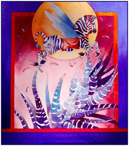 Pick Up Lines, watercolor and colored pencil 9\" x 10.75\"