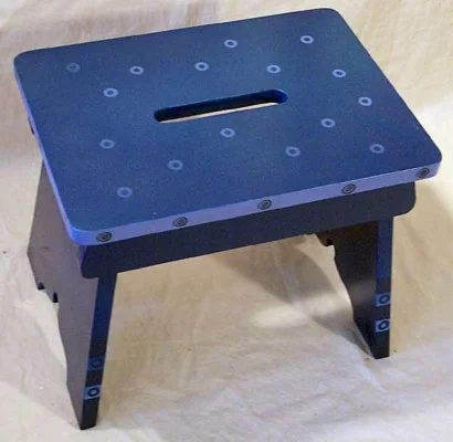 12 in h x 15 in w x 11 in d, acrylic on wooden footstool