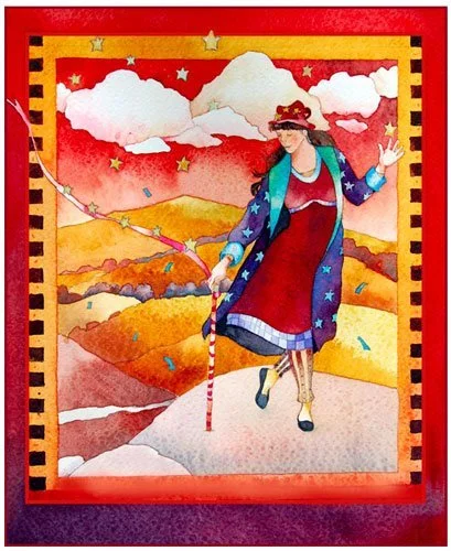 Sow the Stars, watercolor and colored pencil 