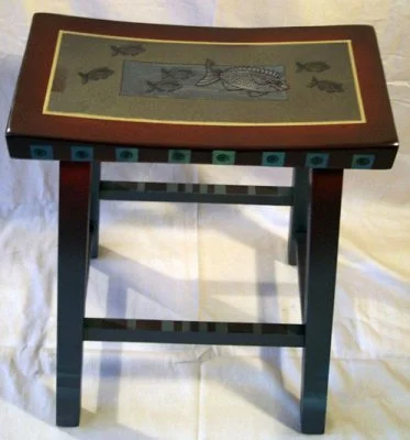 acrylic on wooden footstool