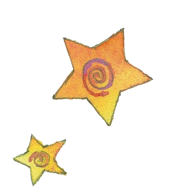 Colorful star-shaped object with a spiral design on a black background.