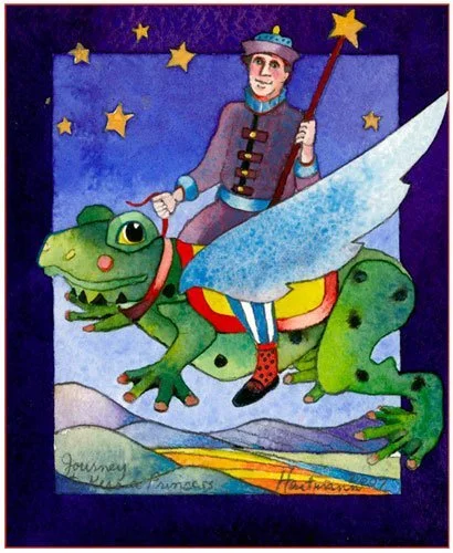 Journey to Kiss a Princess watercolor and colored pencil 4.5\" x 5.5\" 