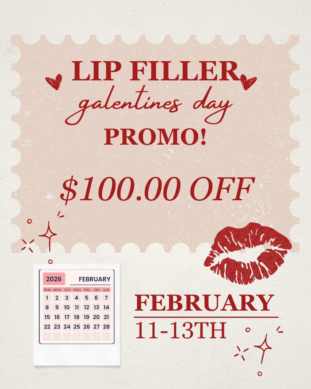 Galantine's Day just got better 💋
Enjoy $100 off lip filler from Feb 11&ndash;13. A little refresh, a lot of confidence.
Appointments are limited, book with the link in our bio.
