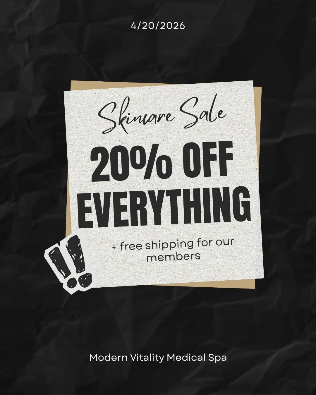 🚨 TODAY ONLY 🚨

Take **20% OFF ALL SKINCARE** yes, EVERYTHING ✨

PLUS&hellip; our **Anti-Aging Full Size Bundle** (normally $550) is:
💖 $450 for non-members
💖 $400 for members

This is your sign to stock up + save BIG on your favorites 👀

⚡️ AND