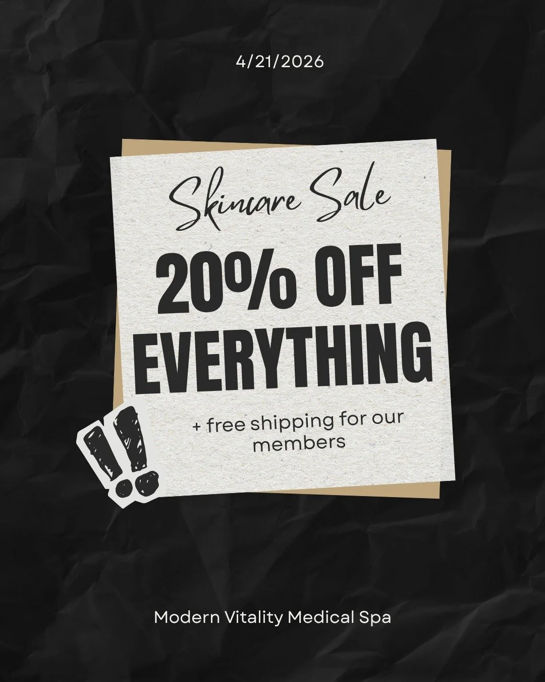 ✨ ONE DAY ONLY ✨

Take **20% OFF ALL SKINCARE** today &mdash; your favorites included 🤍

OR go all in with our **Full Size ZO Daily Skincare Kit** (normally $400):
💫 $300 for non-members
💫 $250 for members + **FREE shipping**

This is the perfect 