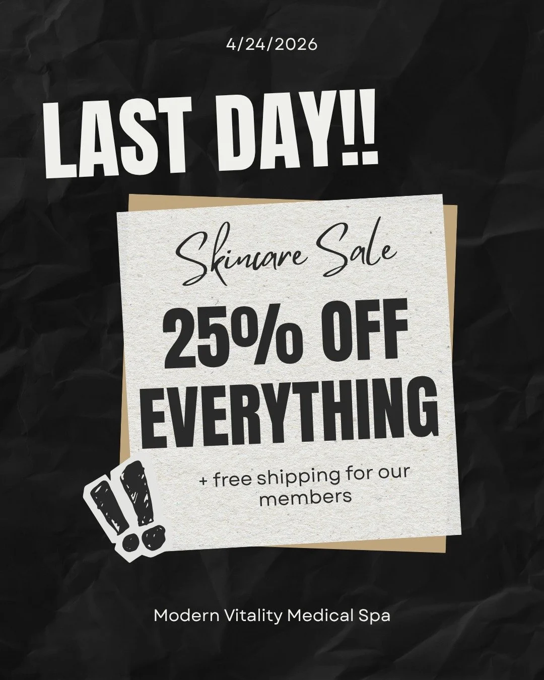 🚨 TODAY ONLY 🚨

Take **25% OFF EVERYTHING** yes, ALL your skincare favorites ✨

PLUS&hellip; the **ZO Daily Power + ZO AOX Duo (full size)** (normally $380):
💫 $280 today
💫 $230 for members

Major savings on a powerhouse duo you don&rsquo;t want 