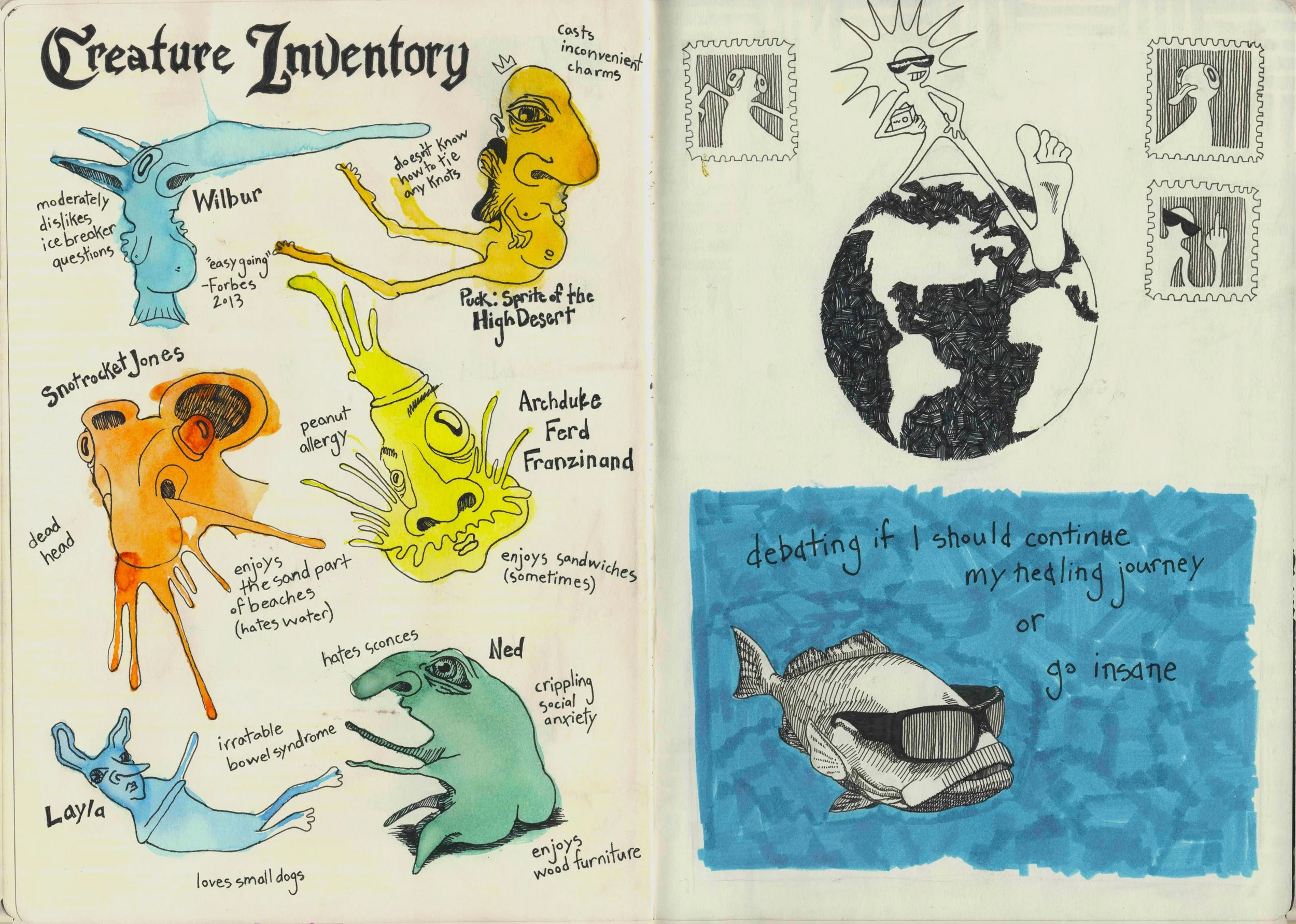 Blood, sweat, and tears (pp. 15-16), Mixed media sketchbook  12x17"  2024-2025