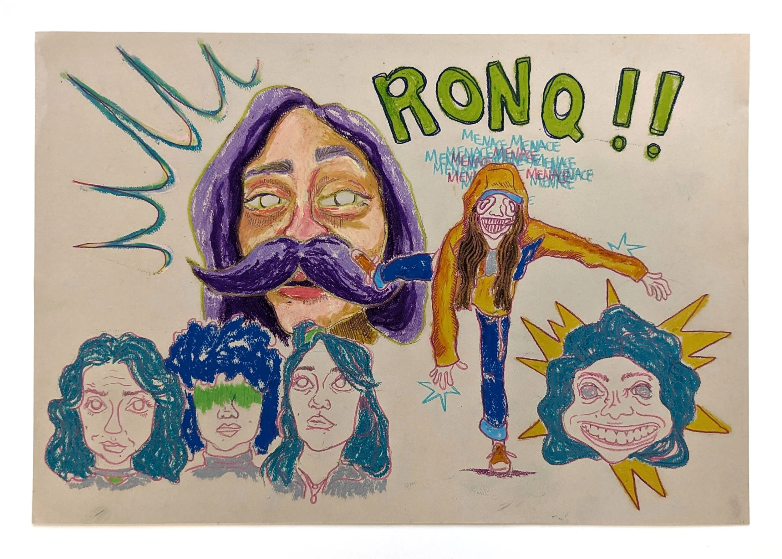 Ronq, Oil pastel and colored pencil on paper  12x18"  2023