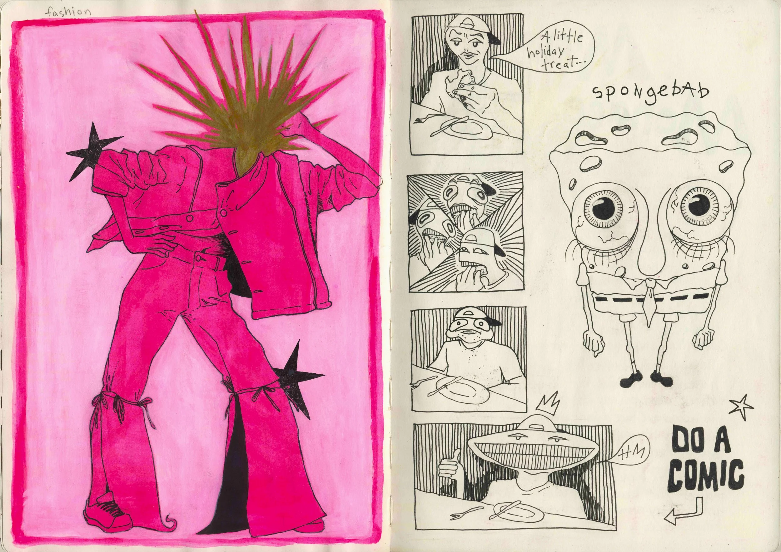 Blood, sweat, and tears (pp. 3-4), Mixed media sketchbook  12x17"  2024-2025