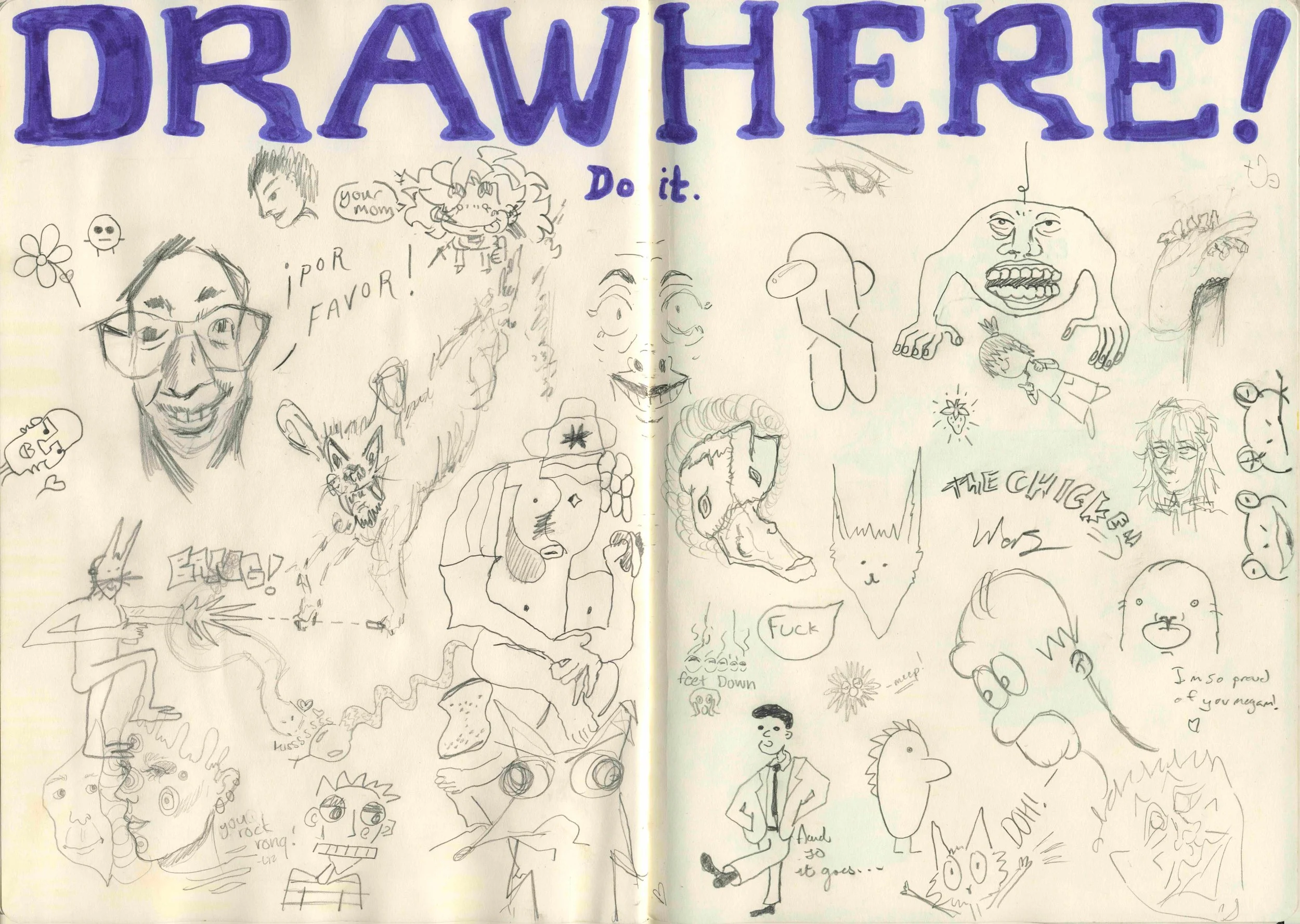 Blood, sweat, and tears (pp. 93-94), Mixed media sketchbook 12x17" 2024-2025