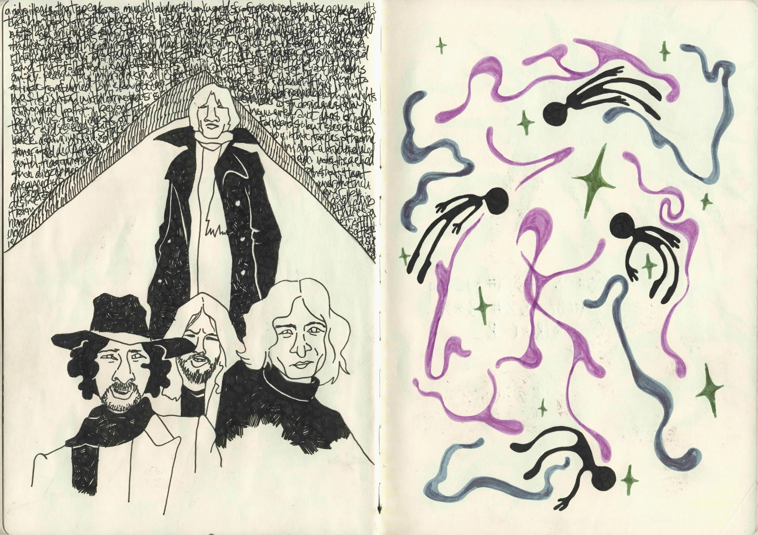 Blood, sweat, and tears (pp. 19-20), Mixed media sketchbook 12x17" 2024-2025