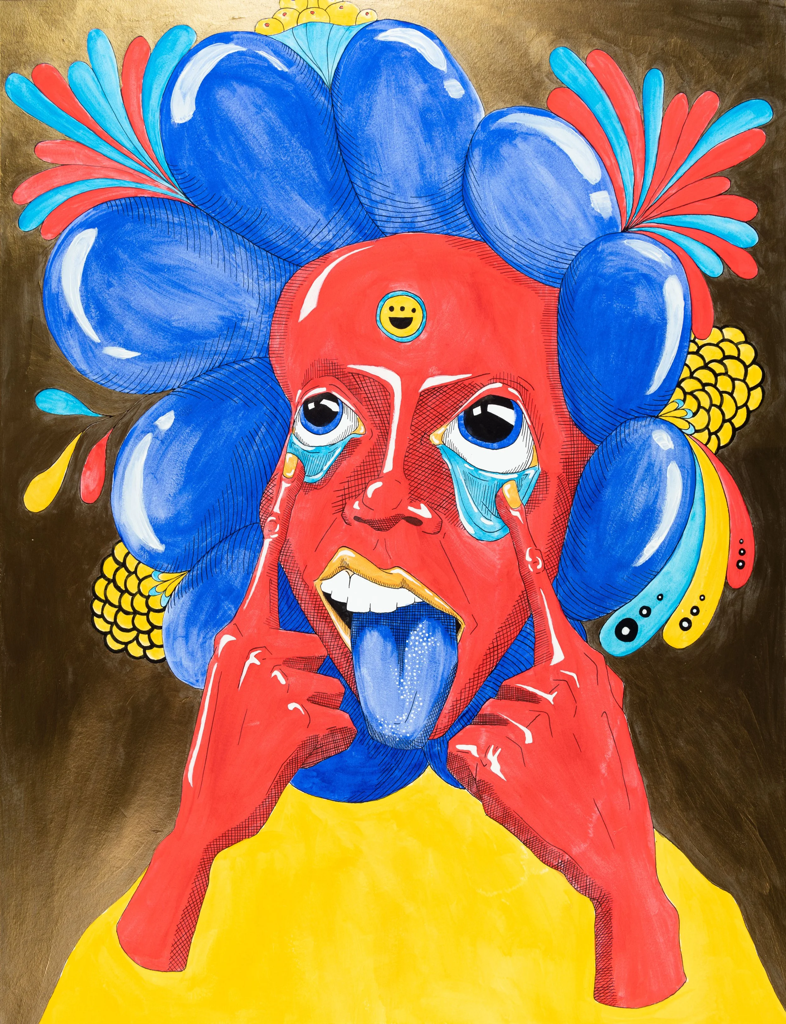 Blegh,  Gouache and ink on paper  36x24"  2020