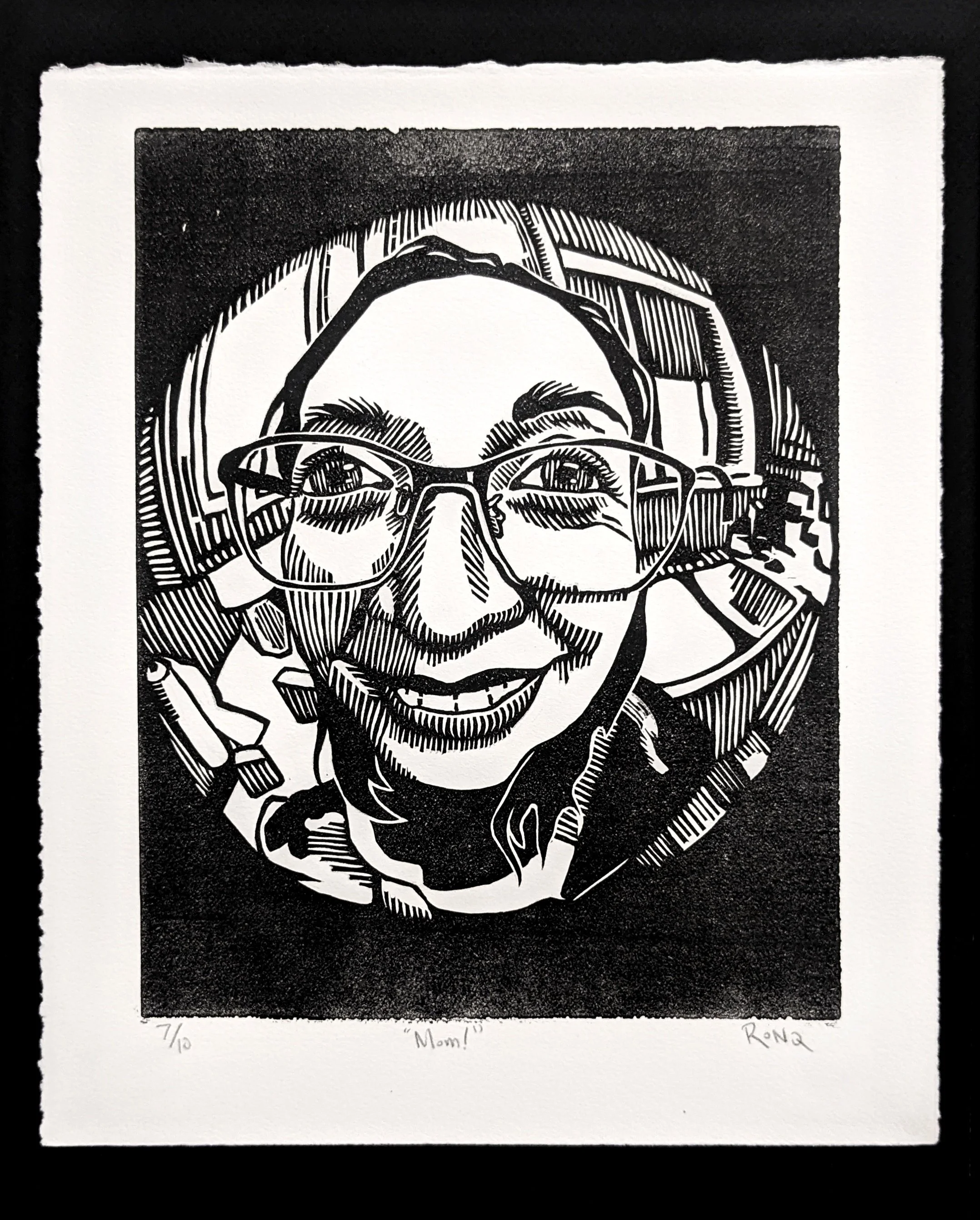 Mom!,
Lino cut  12x10"  2024