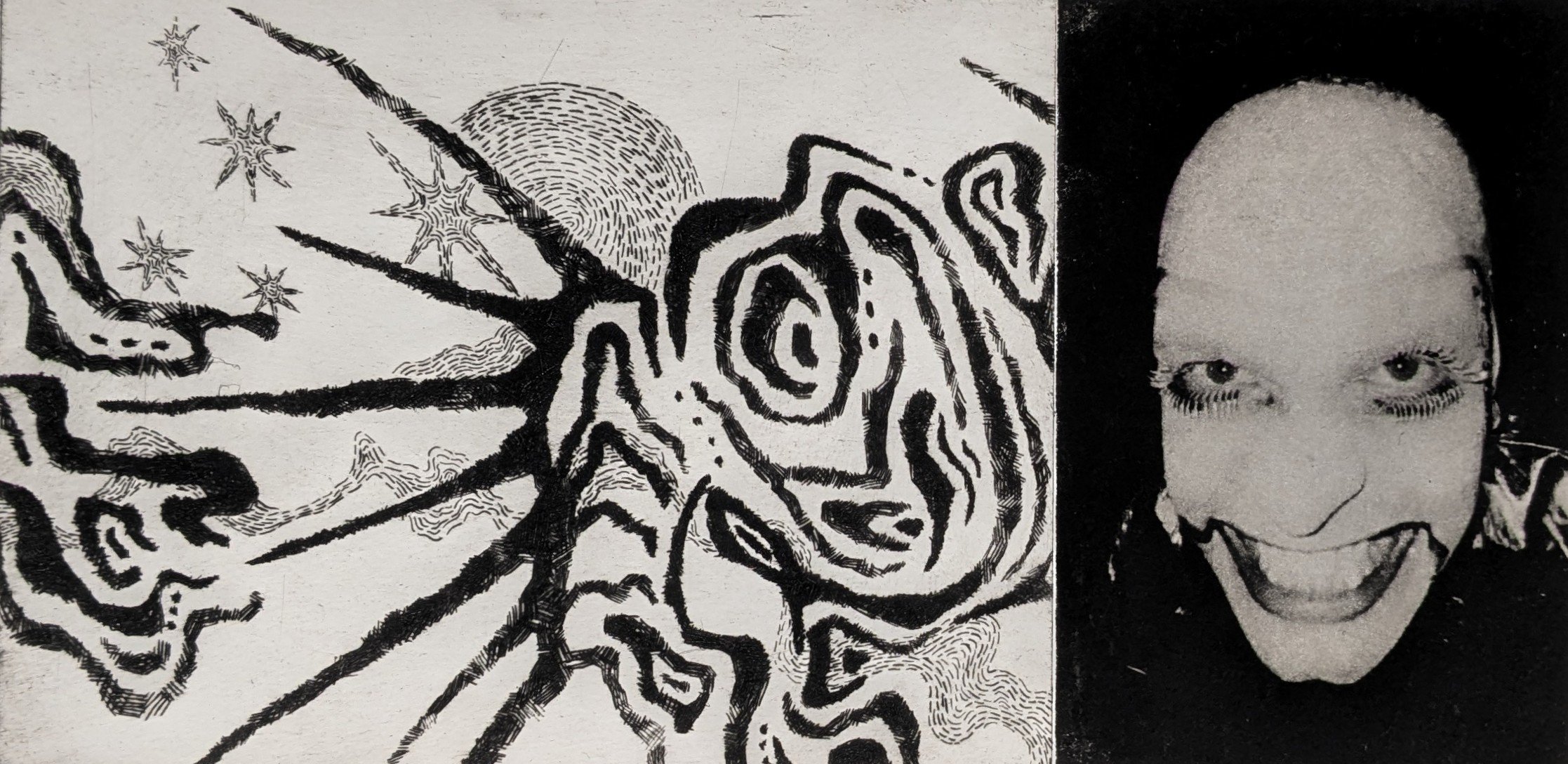 Weese Man,  6x12"  Intaglio and solar print 2024