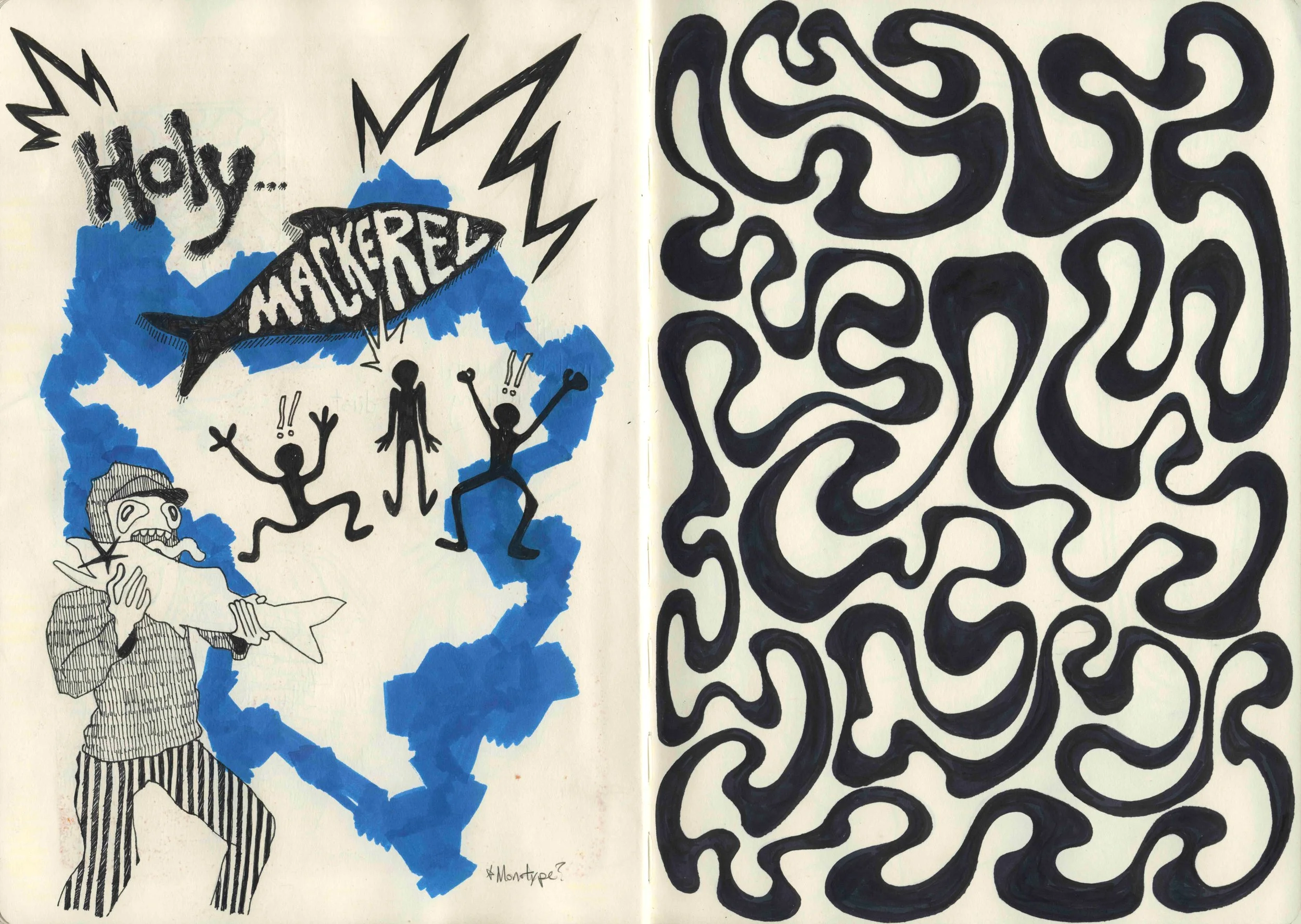 Blood, sweat, and tears (pp. 27-28), Mixed media sketchbook 12x17" 2024-2025