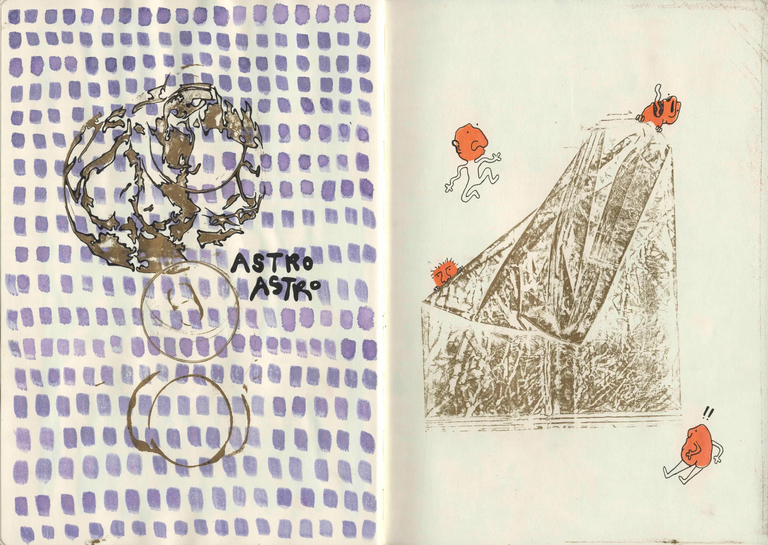 Blood, sweat, and tears (pp. 65-66), Mixed media sketchbook 12x17" 2024-2025