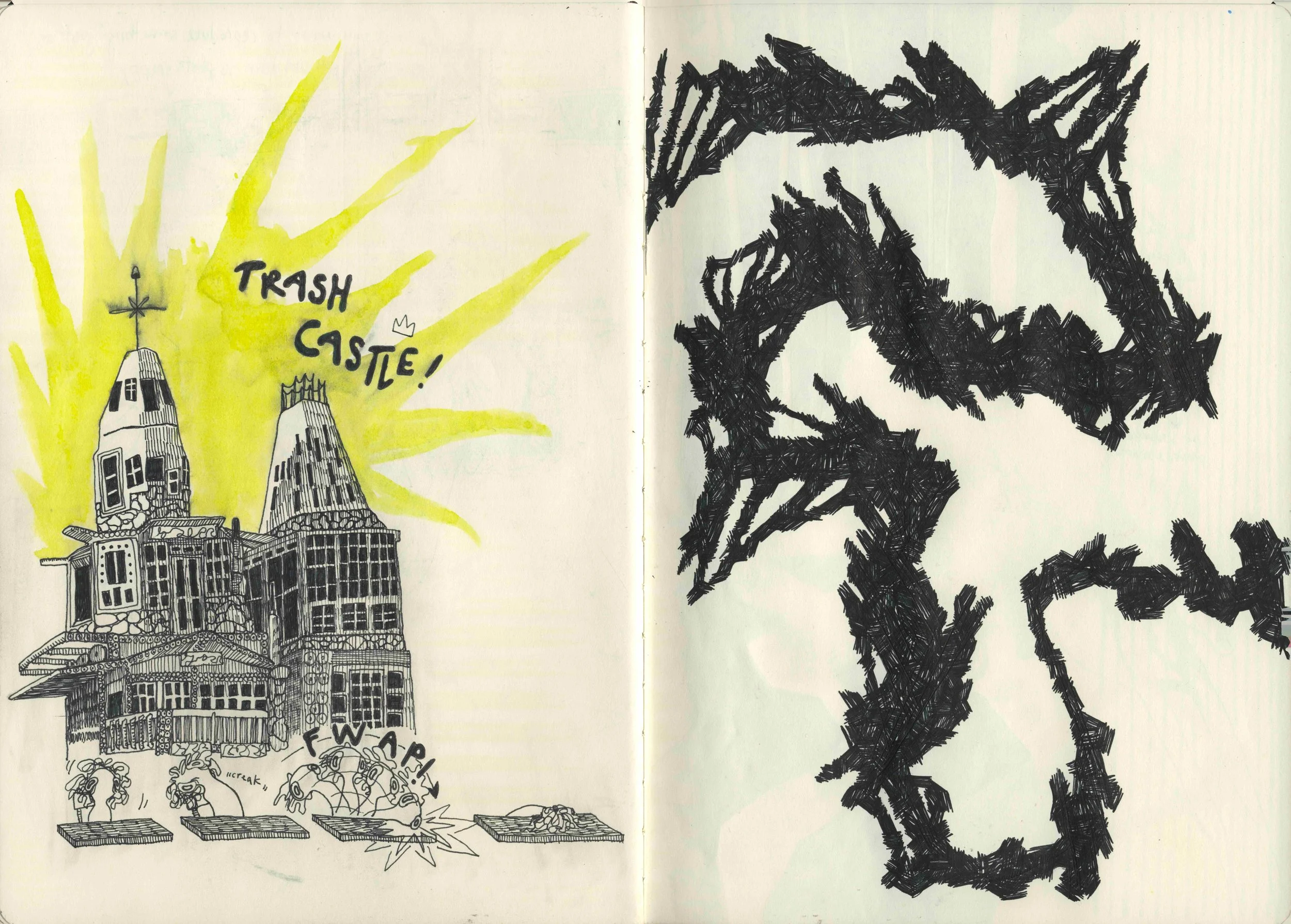 Blood, sweat, and tears (pp. 49-50), Mixed media sketchbook  12x17"  2024-2025