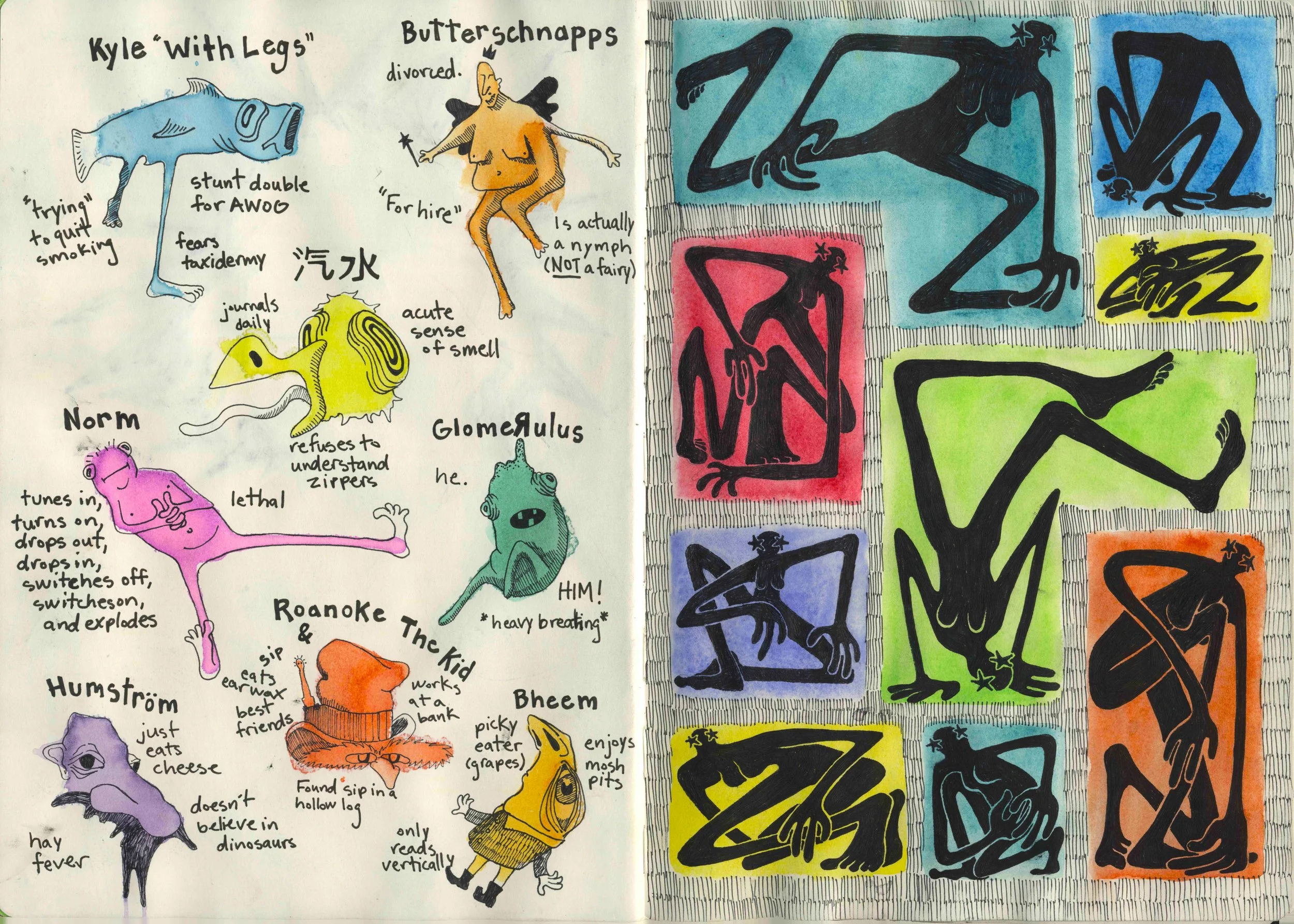 Blood, sweat, and tears (pp. 83-84), Mixed media sketchbook  12x17"  2024-2025