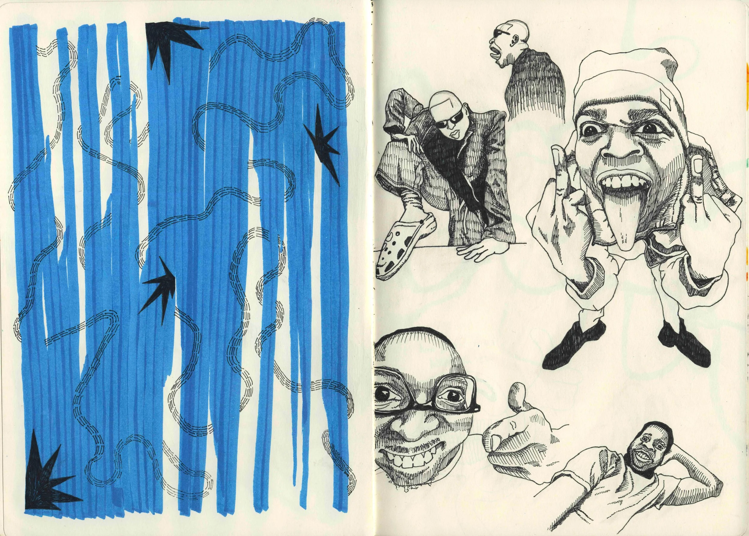 Blood, sweat, and tears (pp. 39-40), Mixed media sketchbook 12x17" 2024-2025