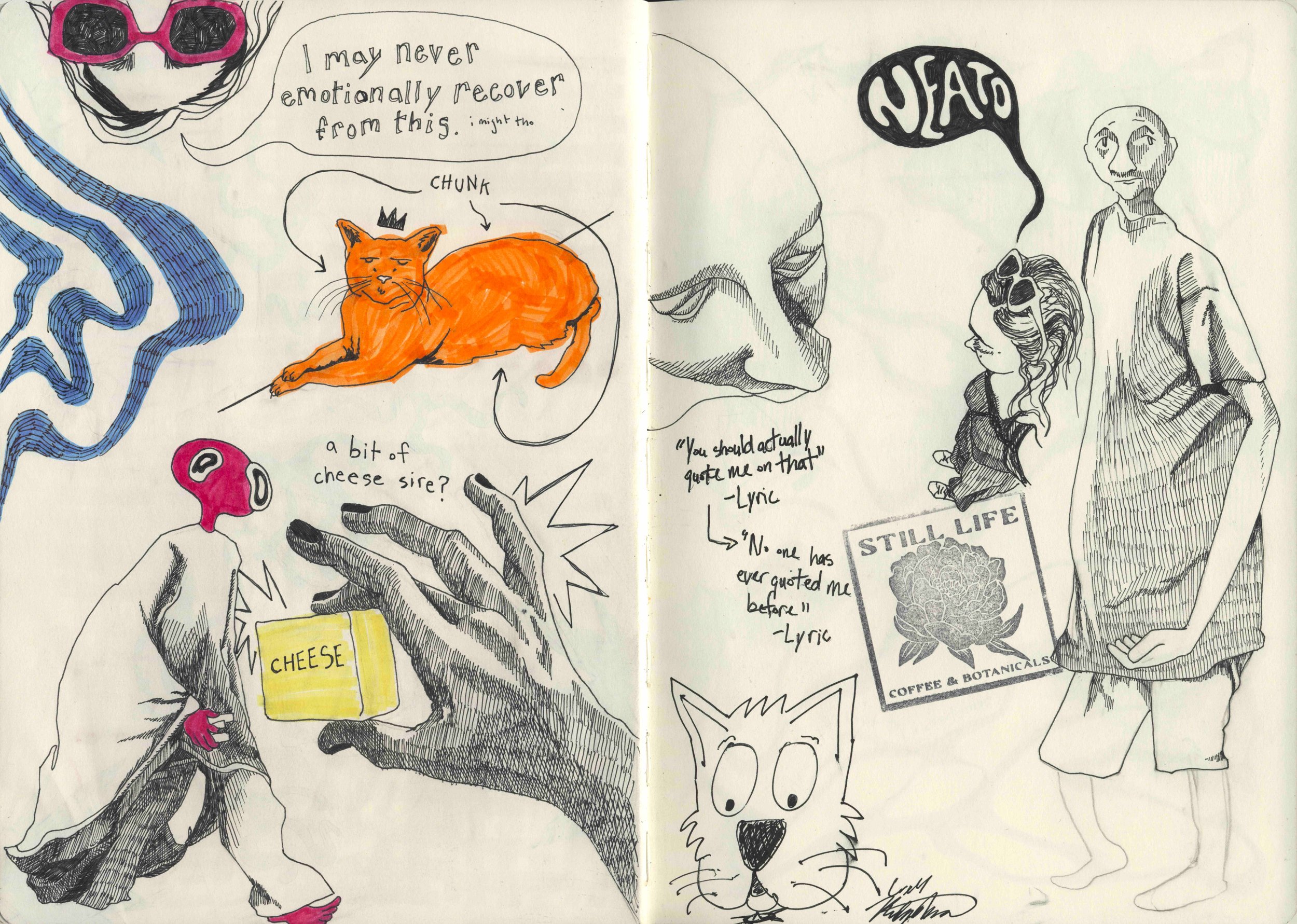 Blood, sweat, and tears (pp. 35-36), Mixed media sketchbook  12x17"  2024-2025