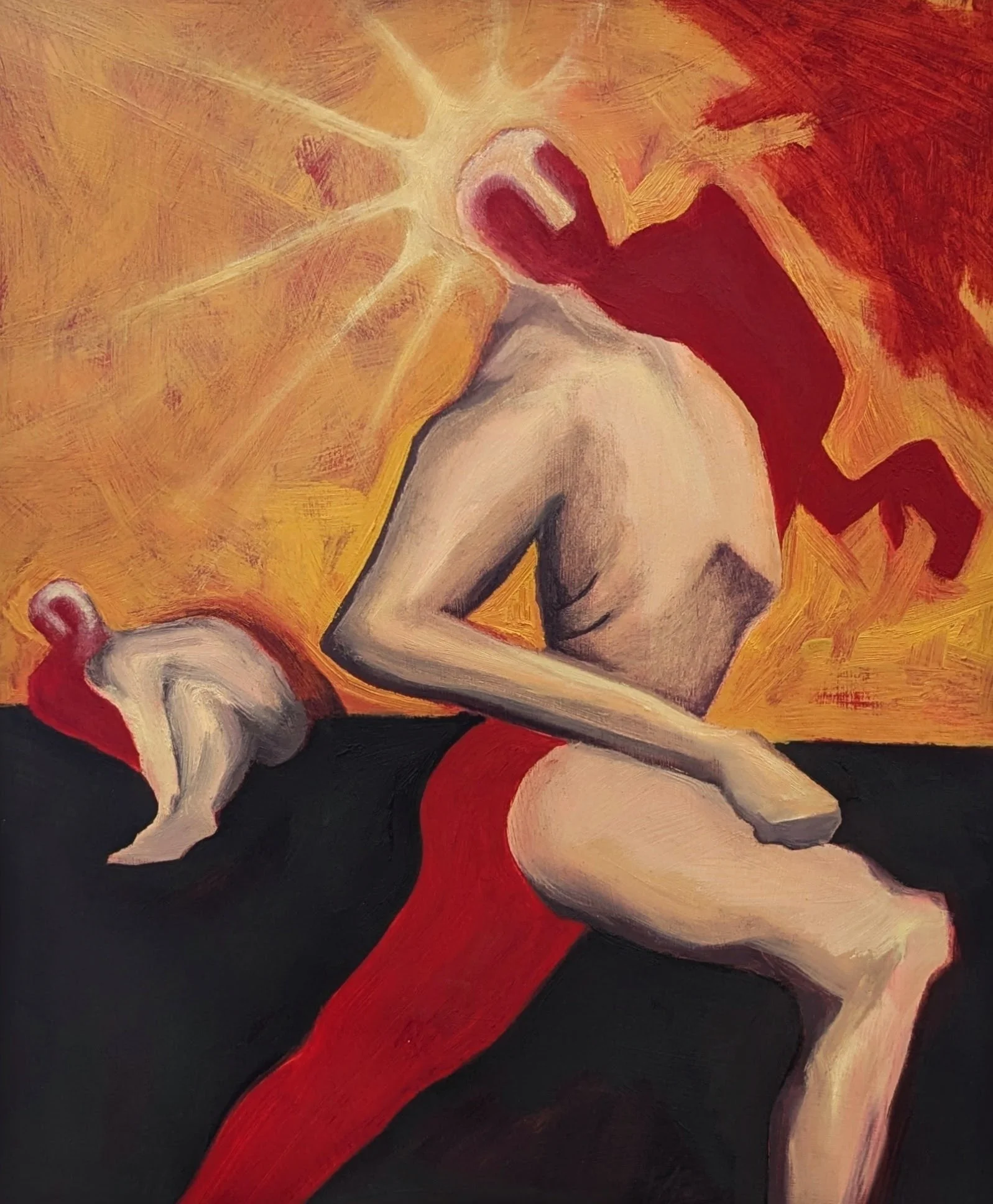 Odysseus Goes To Walmart, Oil on paper  19x16"  2025