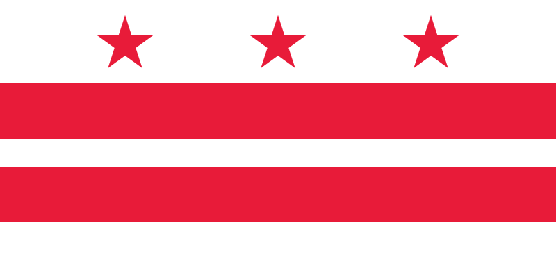 A flag with three red stars in a row on a white background at the top, and two red horizontal stripes separated by a white stripe in the middle.
