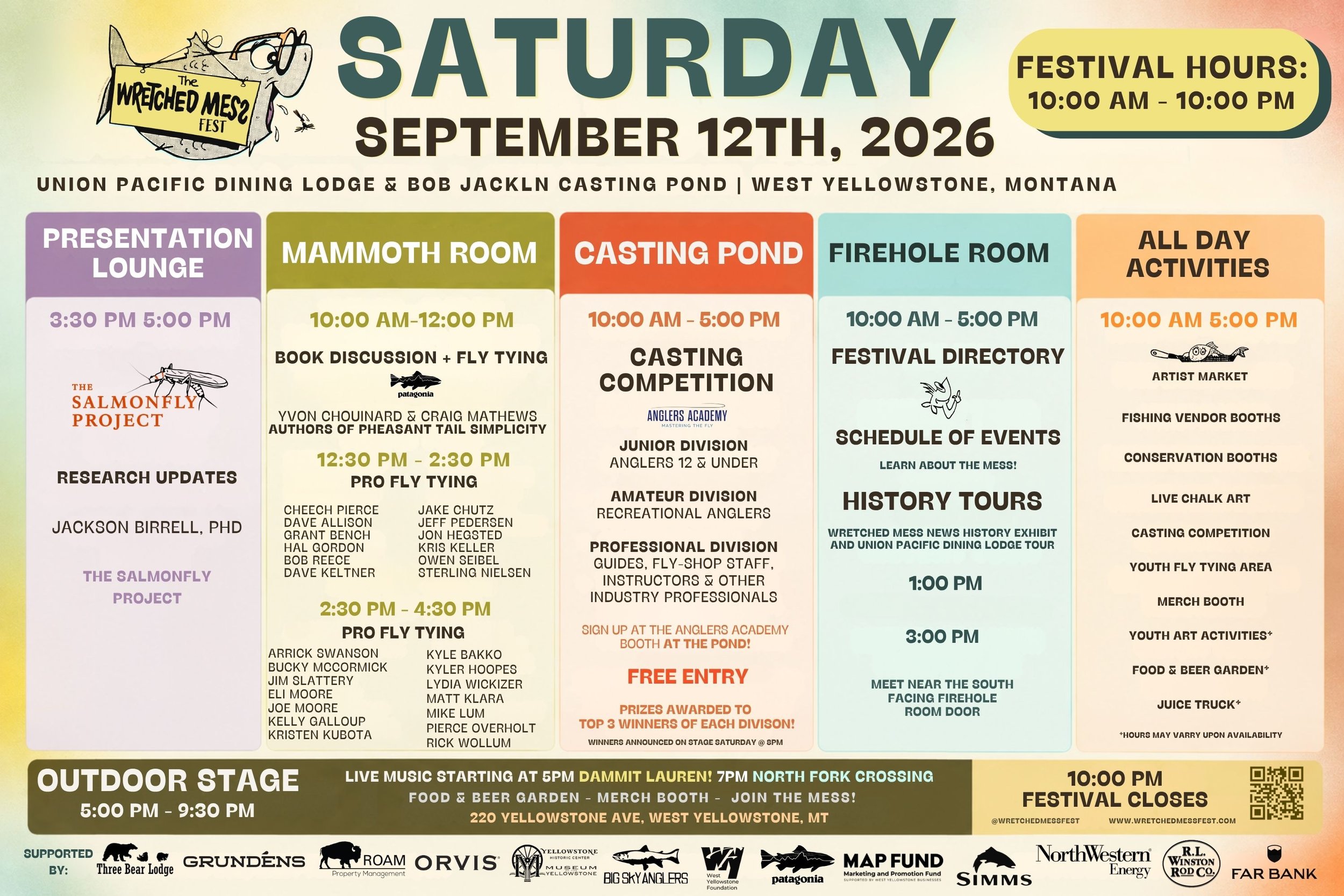 Saturday,
 September 12th, 2026

VENDOR Hours: 10:00 AM - 5:00 PM
Live Music at Outdoor Stage - 5:00 PM - 10 PM