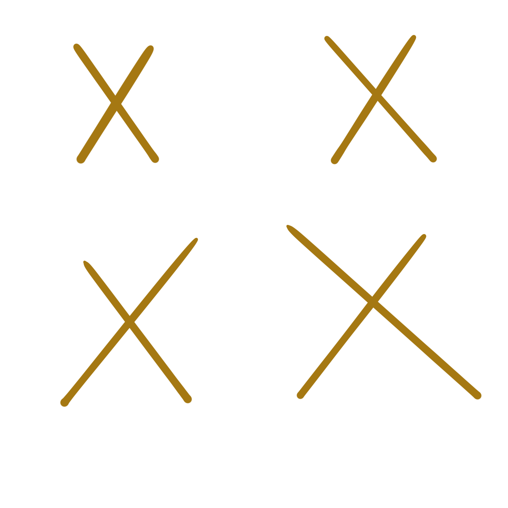 Three yellow X shapes arranged in a triangle pattern on a black background.