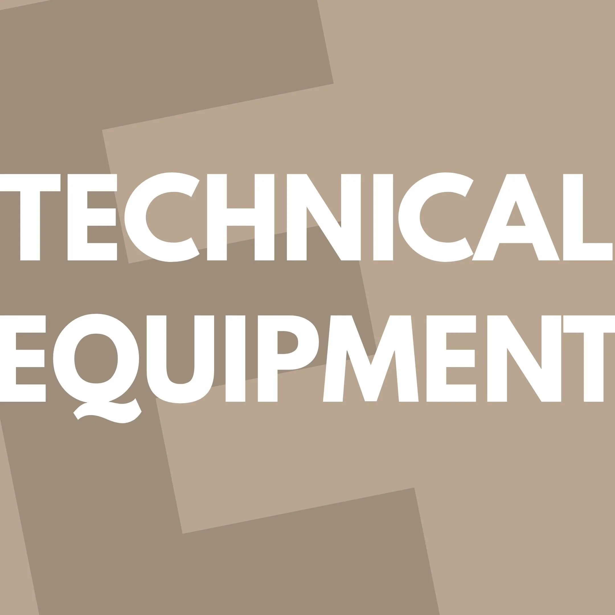 Text reads 'Technical Equipment' on a background of overlapping tan and beige rectangles.