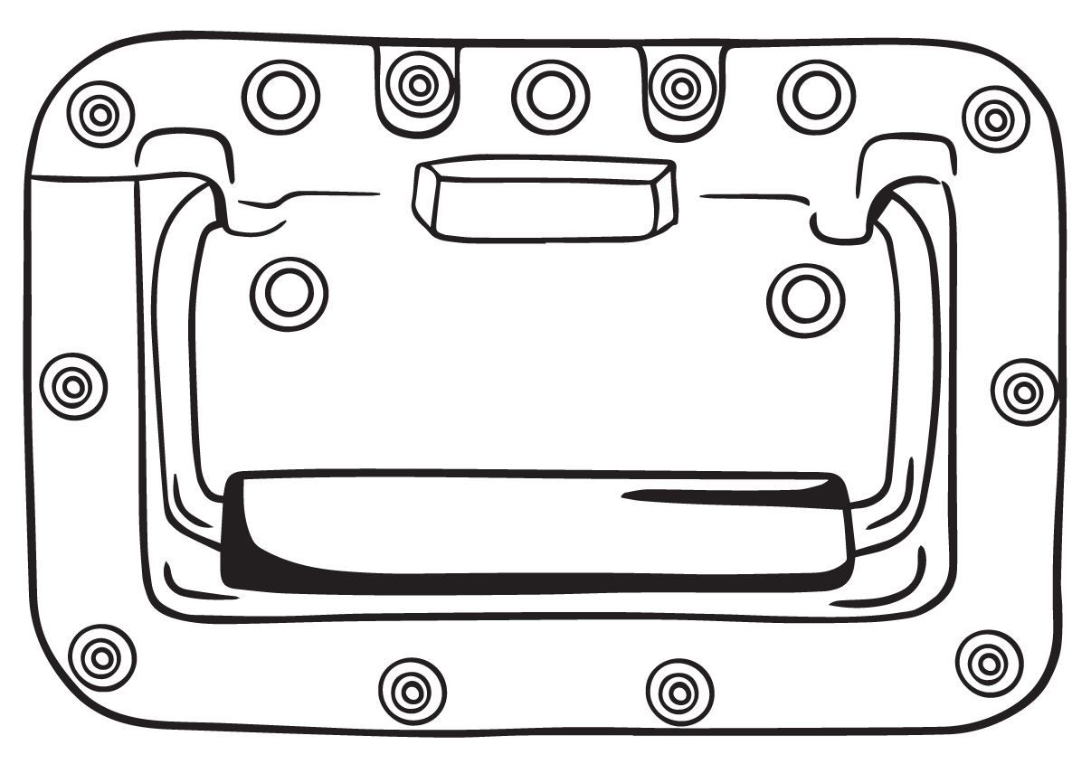Line drawing of an aircraft cockpit instrument panel with various circular gauges and switches.