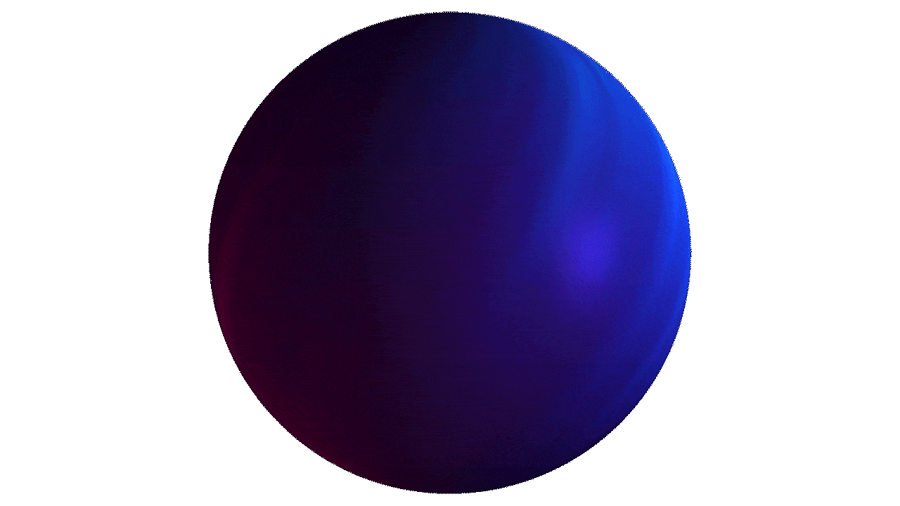 A digital rendering of a dark blue sphere against a vibrant blue background.