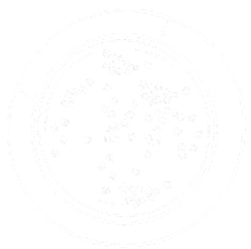 Outline drawing of a round bottle cap filled with small cubes, possibly representing dice.