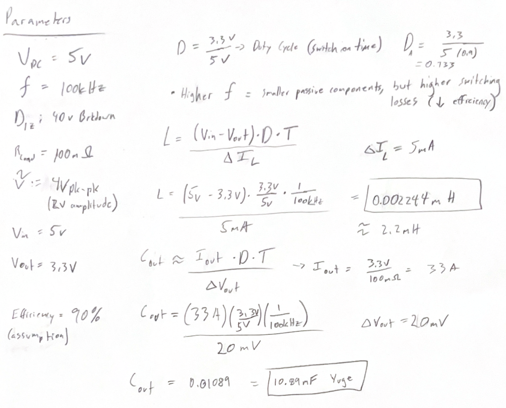   Hand Calculations for Cout and L  