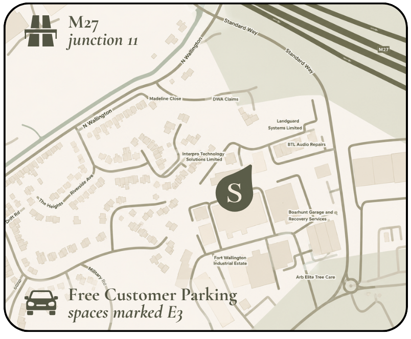 Map showing Straday Studio at Unit E3 Fareham Heights near M27 Junction 11